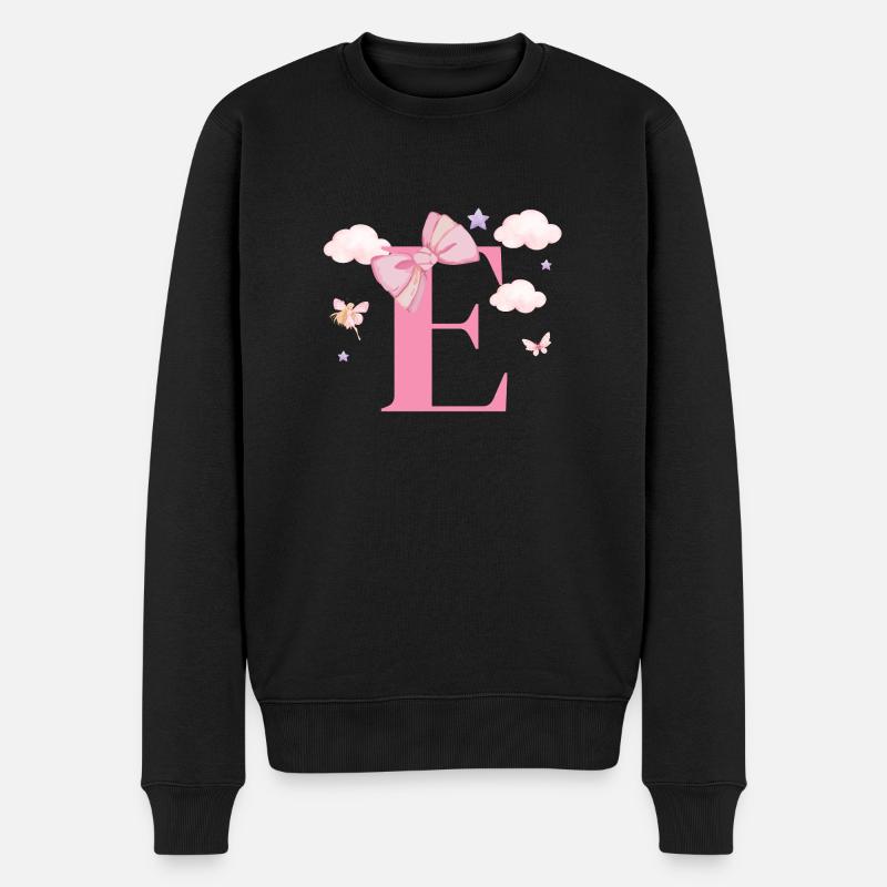 Letter e pink clouds - Men's Premium Organic Jumper - black