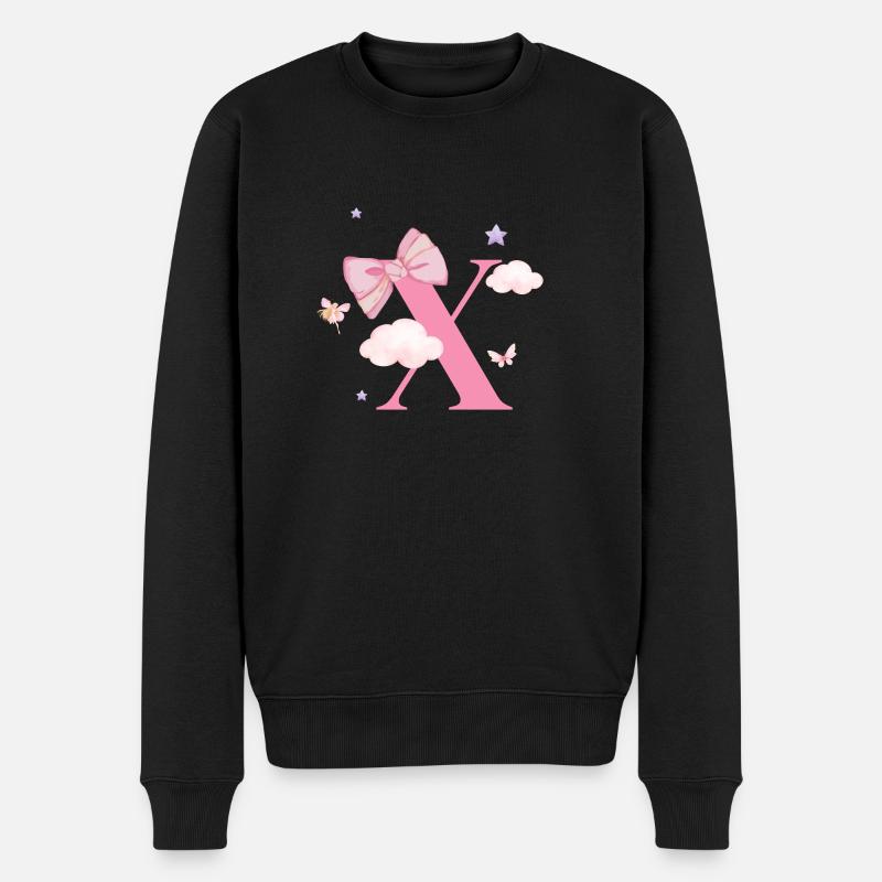 Lettre x rose nuages - Pull Premium bio Homme - noir