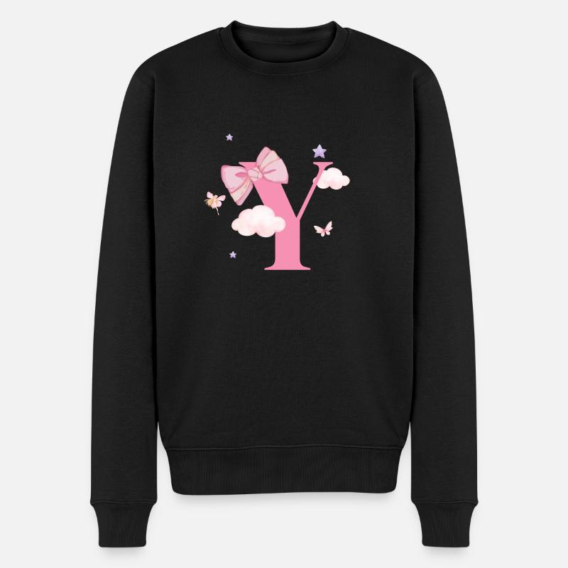 Lettre y rose nuages - Pull Premium bio Homme - noir