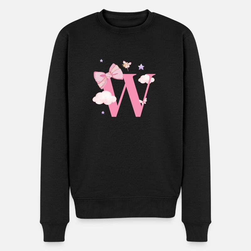 Lettre w rose nuages - Pull Premium bio Homme - noir