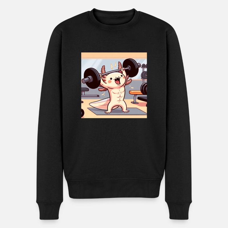 Muscle-Lotl – Starker Axolotl - Männer Premium Bio Pullover - Schwarz