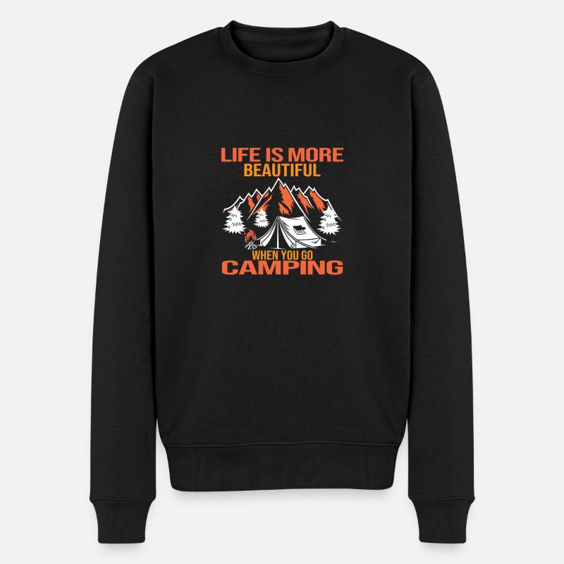 Das Leben ist wunderbar, wenn du Campen gehst - Männer Premium Bio Pullover - Schwarz
