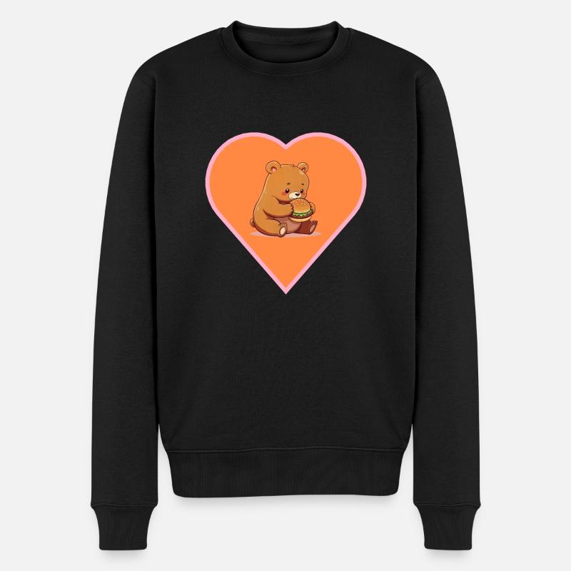 Bjørn liebt Burger - Männer Premium Bio Pullover - Schwarz