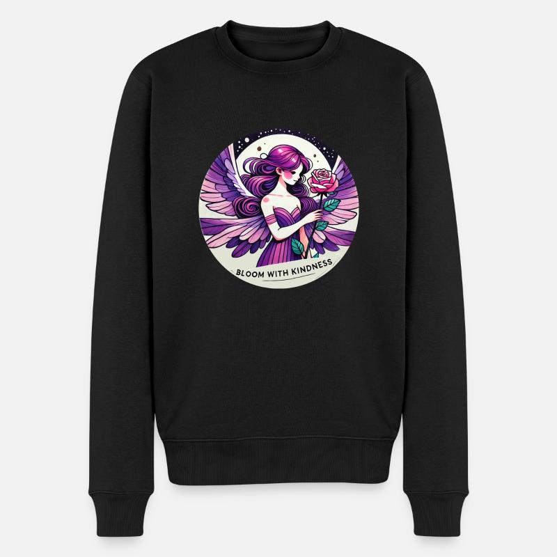 Blühen Sie mit Freundlichkeit - Männer Premium Bio Pullover - Schwarz
