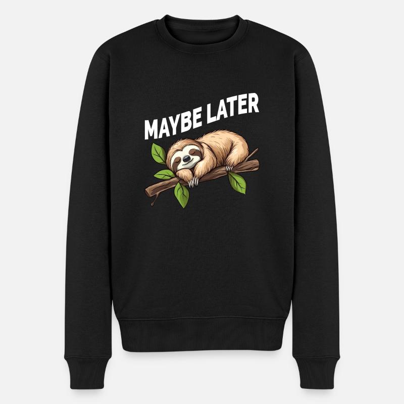 Lustiges Faultier Maybe Later - Männer Premium Bio Pullover - Schwarz