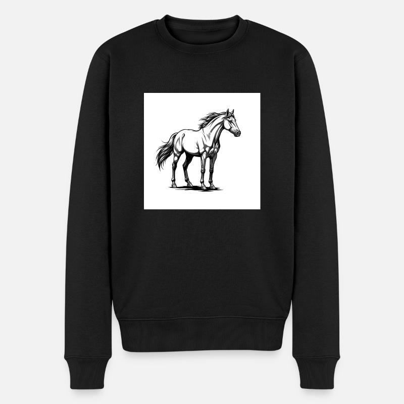 Pferde: Freunde und Begleiter - Männer Premium Bio Pullover - Schwarz