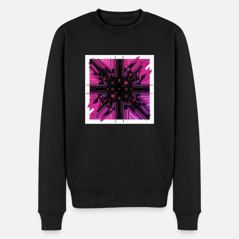 Cyber Grid Impuls - Männer Premium Bio Pullover - Schwarz