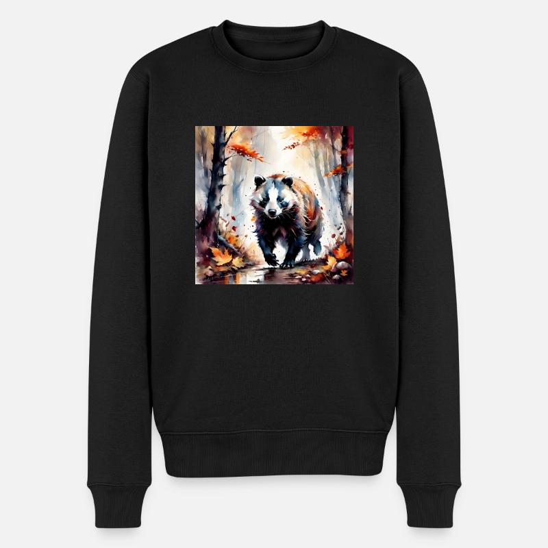 Dachs im Herbs - Männer Premium Bio Pullover - Schwarz