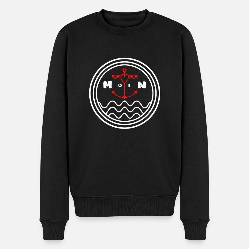 Moin Anker Hipster norddeutsch - Männer Premium Bio Pullover - Schwarz