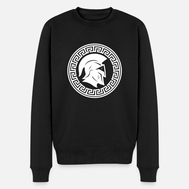Spartaner Helm Symbol - Männer Premium Bio Pullover - Schwarz