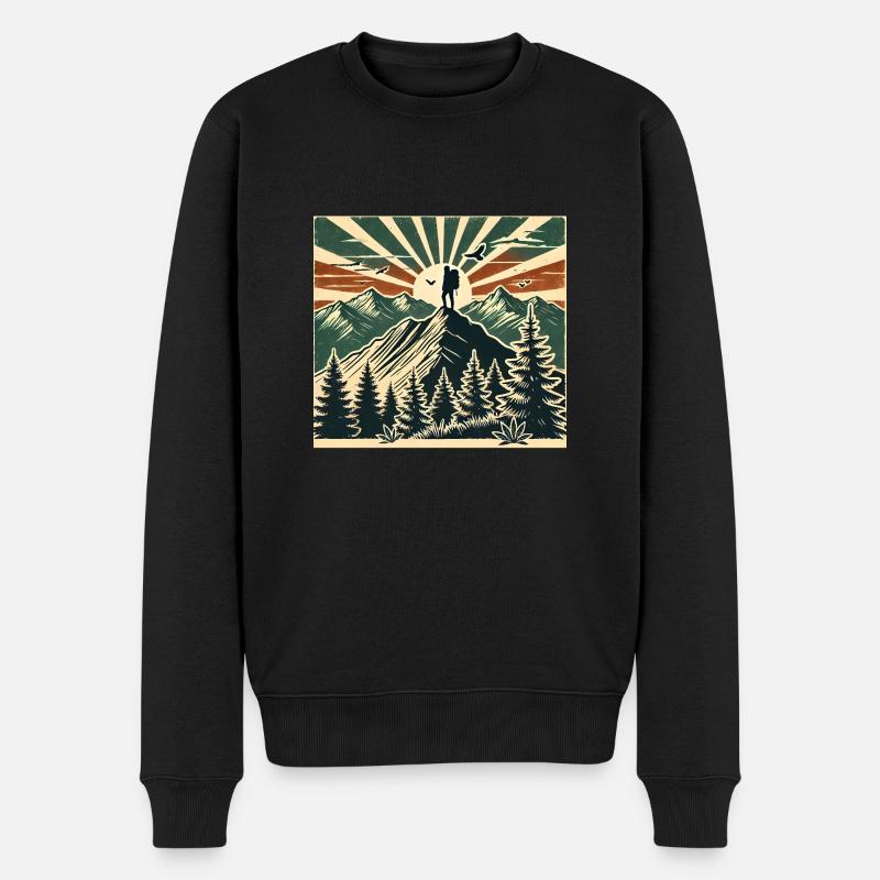 Wandern - Männer Premium Bio Pullover - Schwarz