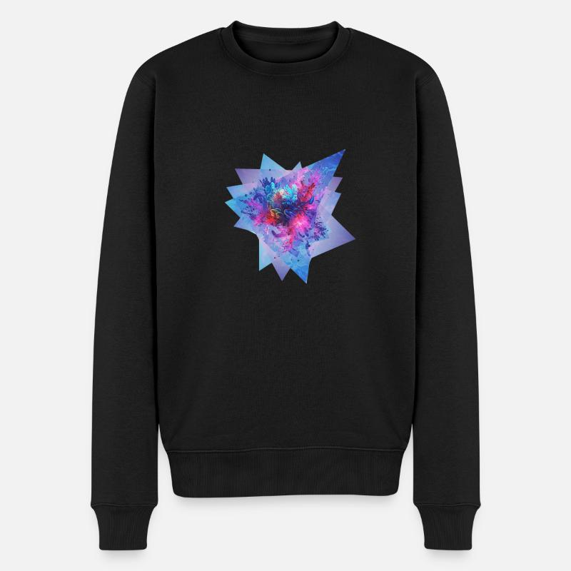 Fractal Pulse - Männer Premium Bio Pullover - Schwarz