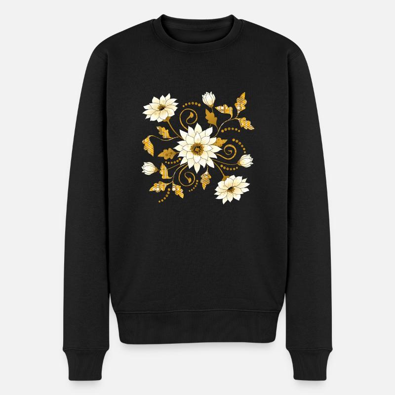 Blumen - Männer Premium Bio Pullover - Schwarz