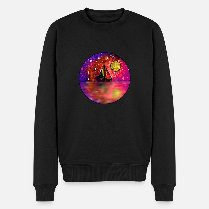 Kosmische Segelszene - Männer Premium Bio Pullover - Schwarz