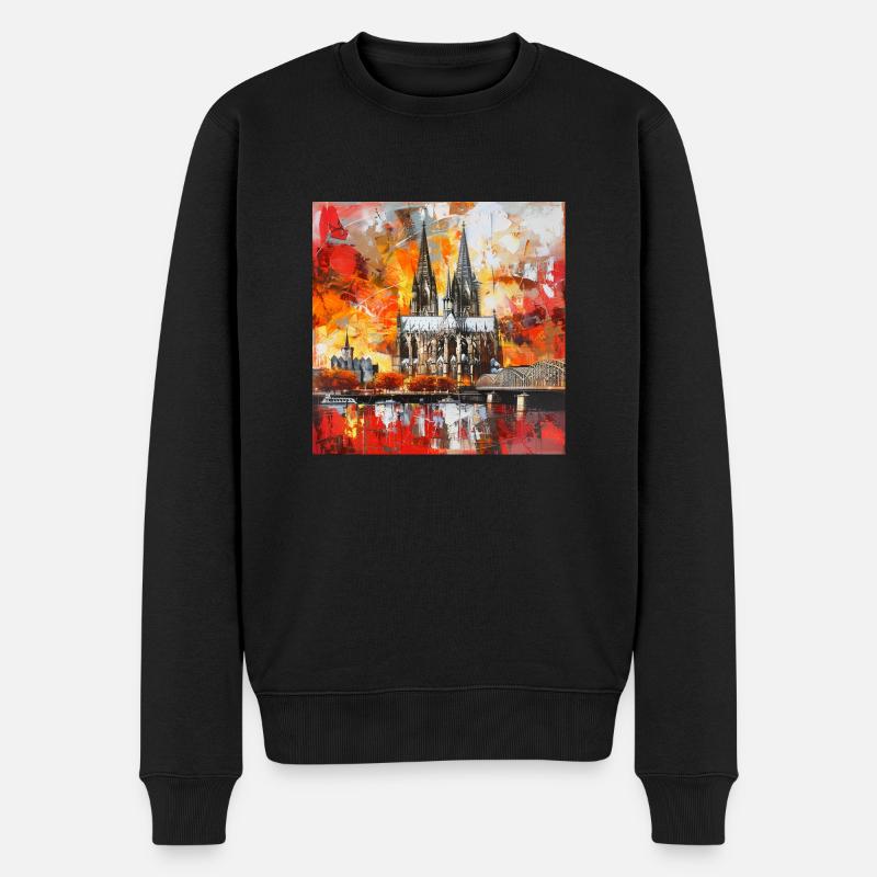 Kölner Dom Stadt Skyline Rhein Brücke Schiff Museu - Männer Premium Bio Pullover - Schwarz