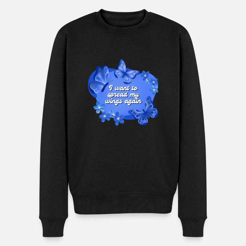 I want to spread my wings again Schmetterlinge - Männer Premium Bio Pullover - Schwarz