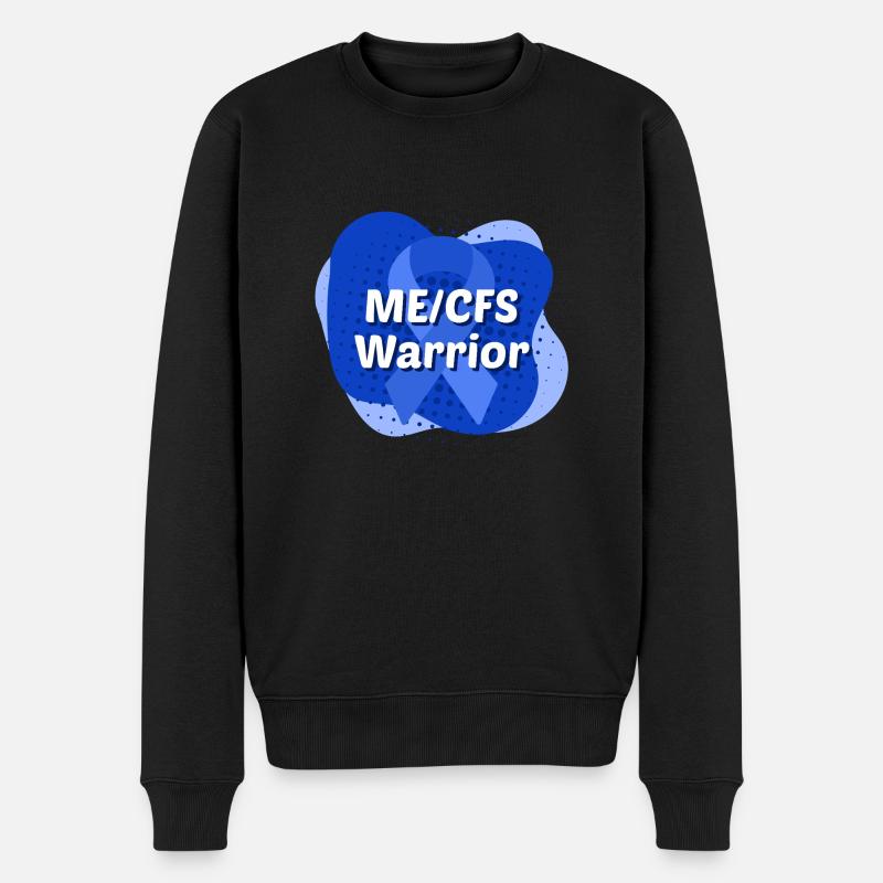 Ruban bleu guerrier ME/CFS - Pull Premium bio Homme - noir
