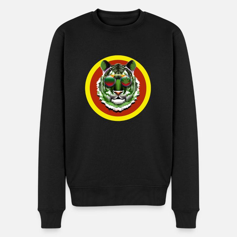 Rasta Tiger 2 - Männer Premium Bio Pullover - Schwarz
