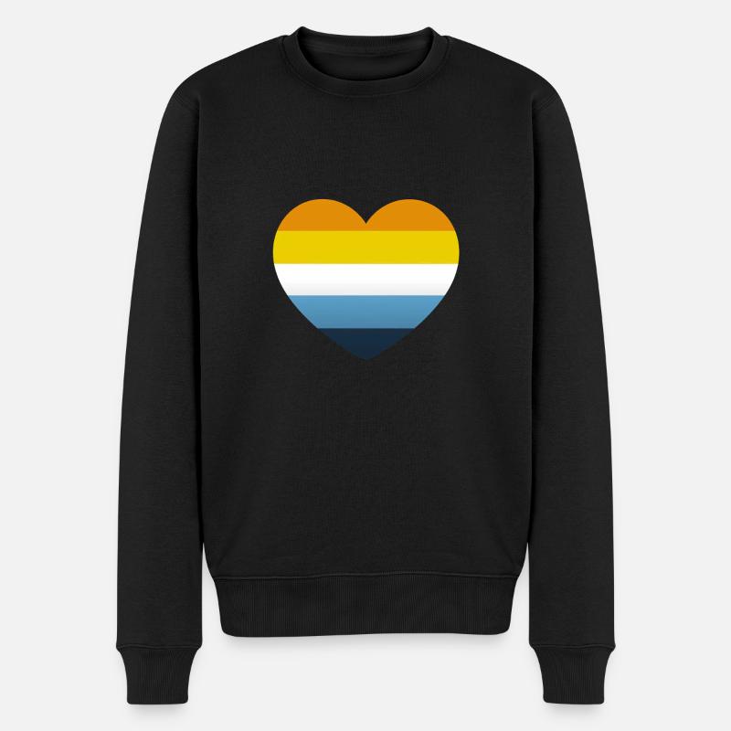 Herz in den Farben der AroAce-Flagge - Männer Premium Bio Pullover - Schwarz