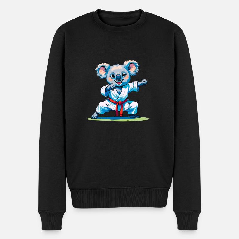 Koala beim Karate - Männer Premium Bio Pullover - Schwarz