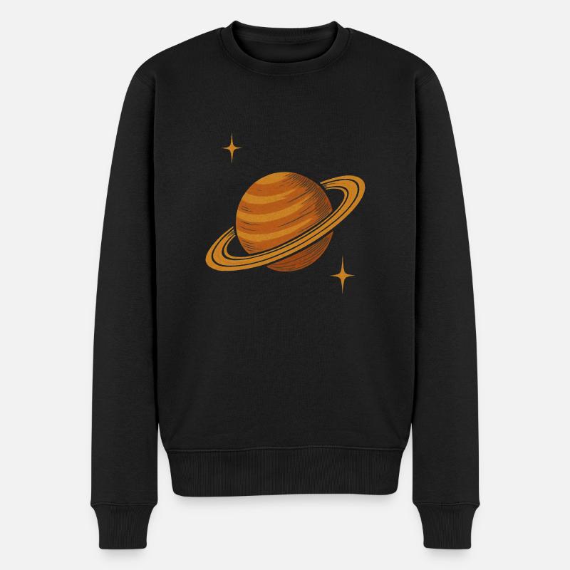 Planète Saturne rétro – Design spatial vintage - Pull Premium bio Homme - noir