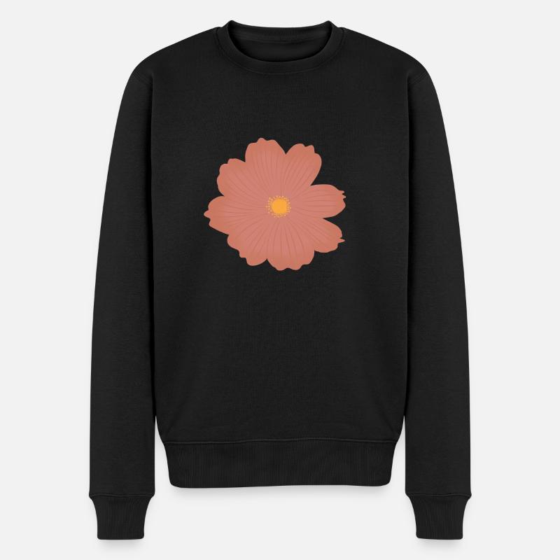 Rosa Blume - Männer Premium Bio Pullover - Schwarz