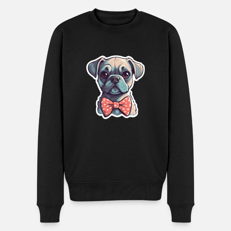 Ein süßer Hund mit Fliege - Männer Premium Bio Pullover - Schwarz