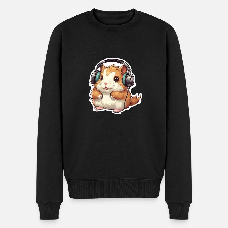 Ein süßer Hamster, der Videospiele spielt - Männer Premium Bio Pullover - Schwarz