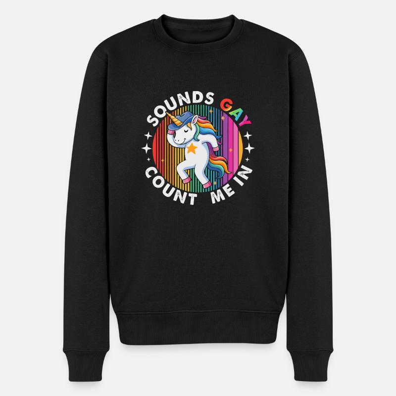 Tanzender Einhorn Cowboyhut - Männer Premium Bio Pullover - Schwarz