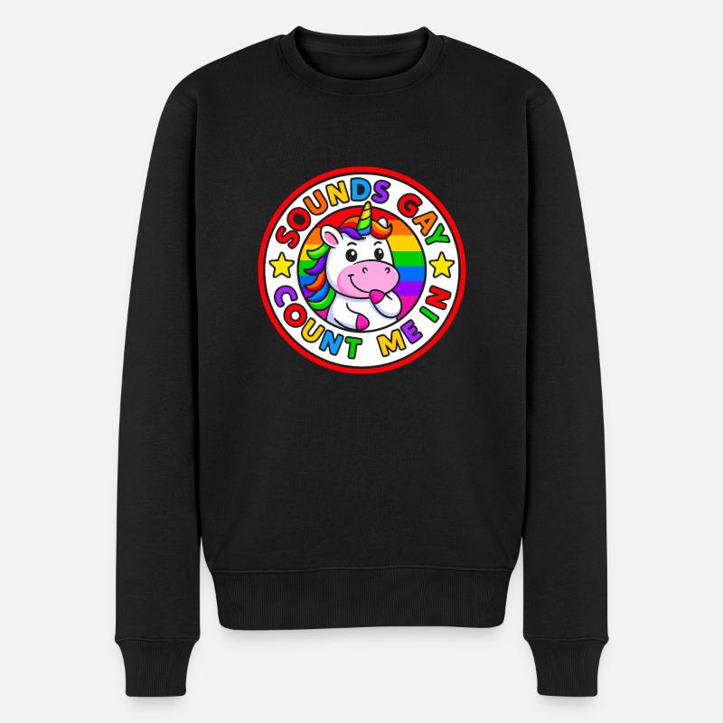 Süßes Einhorn "Klingt schwul, zähl mich dazu" - Männer Premium Bio Pullover - Schwarz