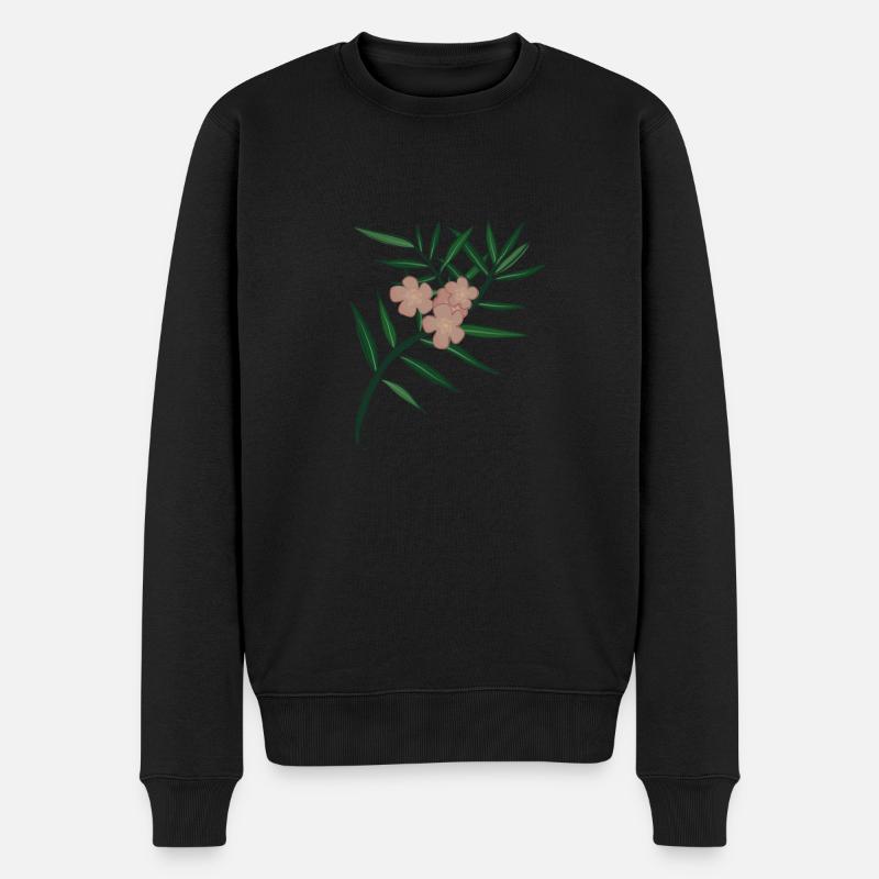 Branche de fleur de laurier-rose - Pull Premium bio Homme - noir