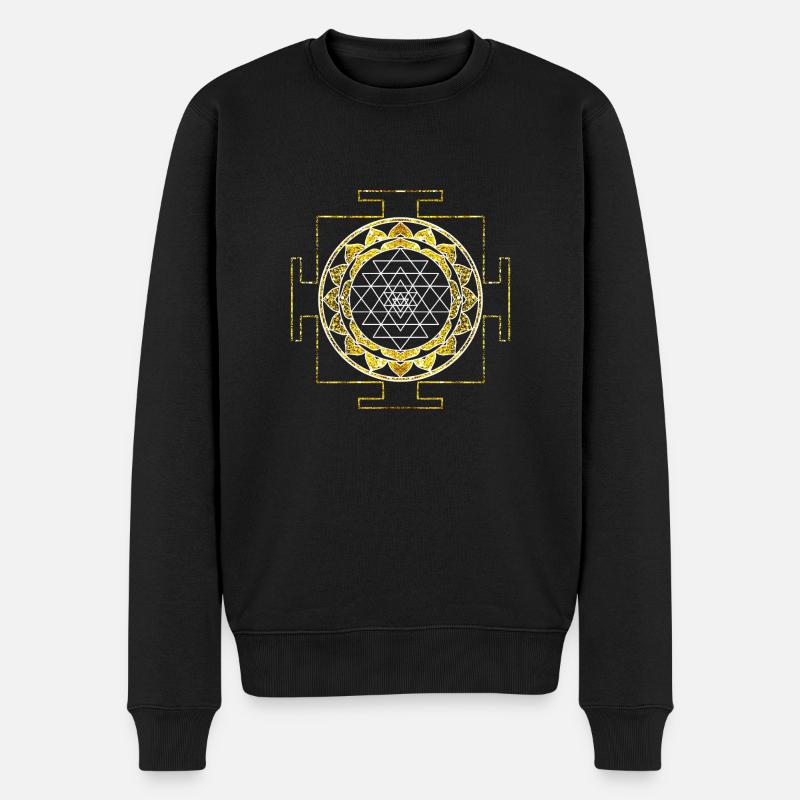 Kosmisches Sri Yantra - Männer Premium Bio Pullover - Schwarz