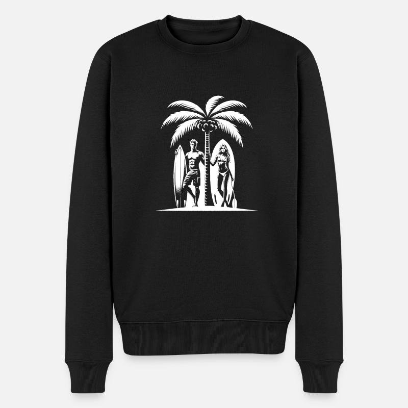 Surfer - Männer Premium Bio Pullover - Schwarz