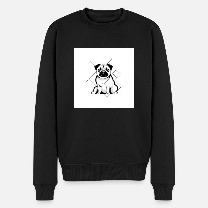Mops Sitz - Männer Premium Bio Pullover - Schwarz