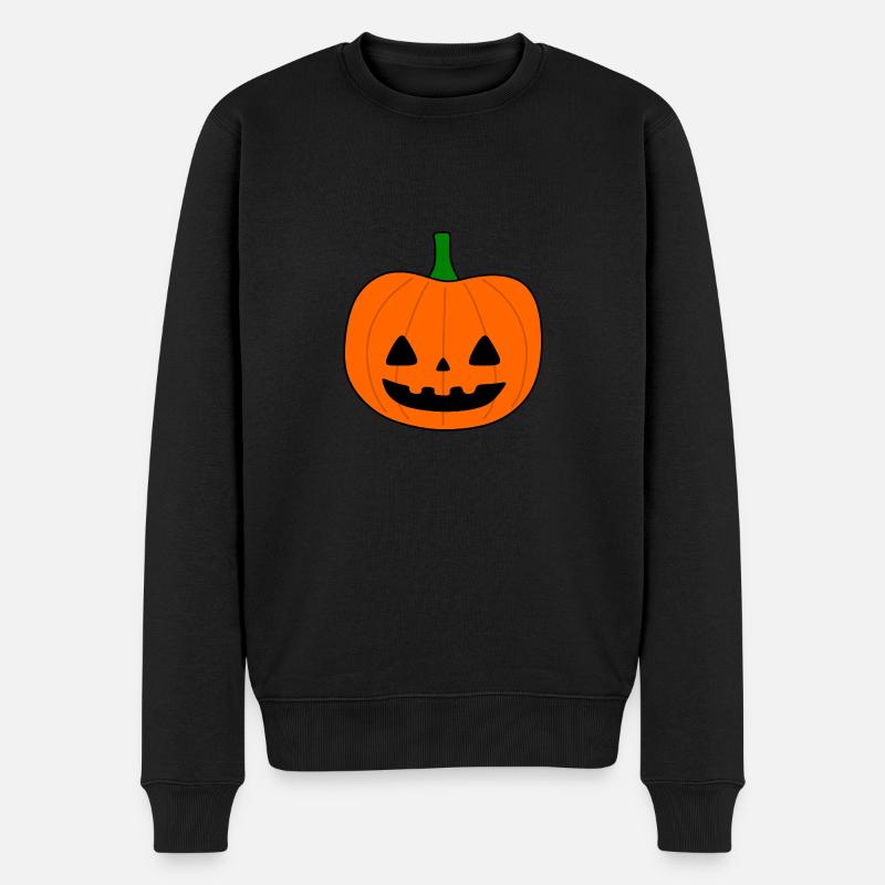 Halloween-Kürbis - Männer Premium Bio Pullover - Schwarz