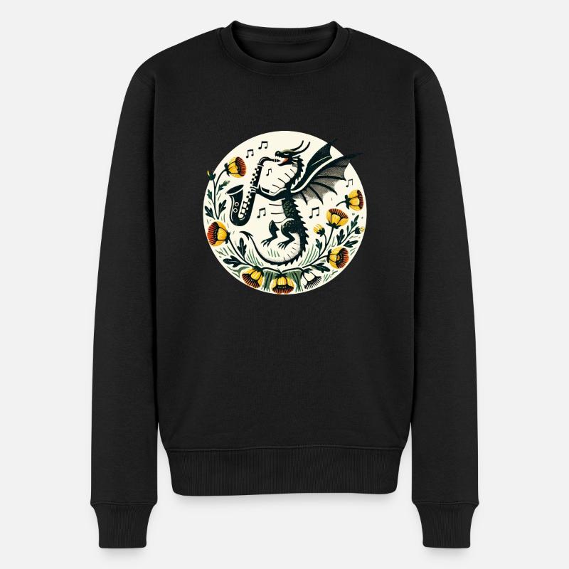 Saxophone Dragon Jazz Fantasy - Pull Premium bio Homme - noir