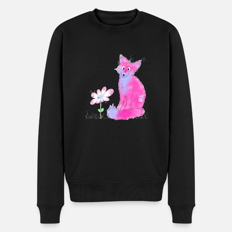Die den Fuchs liebt - Männer Premium Bio Pullover - Schwarz
