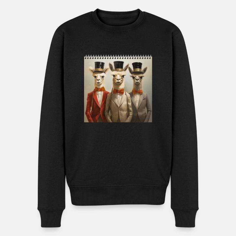 Anthropomorph surreal 3 Alpaka Männer Zylinderhut - Männer Premium Bio Pullover - Schwarz