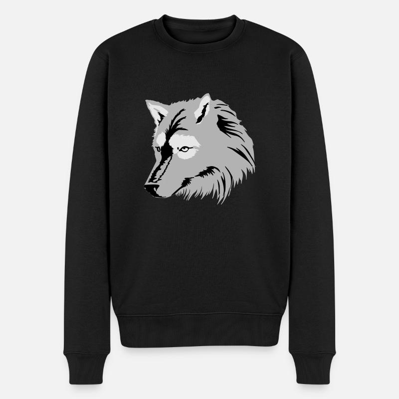 Loup / Wolf (3c) - Pull Premium bio Homme - noir