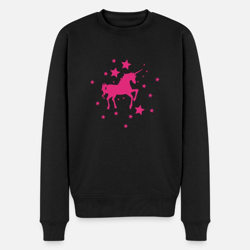 einhorn/sterne - Männer Premium Bio Pullover - Schwarz