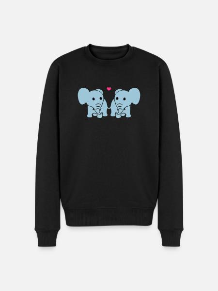 Verliebte Elefanten - Männer Premium Bio Pullover - Schwarz