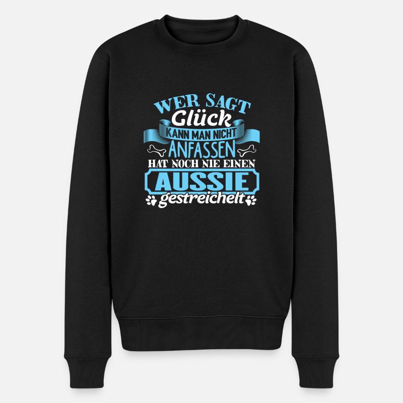 AUSSIE - Glück zum anfassen - Männer Premium Bio Pullover - Schwarz