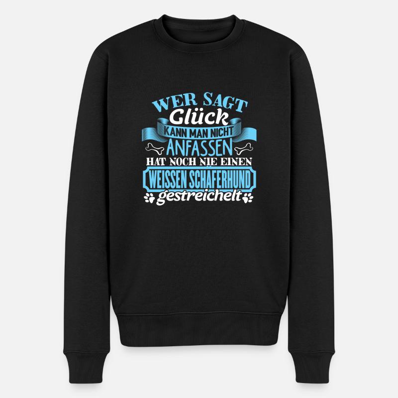 WEISSEN-SCHÄFERHUND - Glück zum anfassen - Männer Premium Bio Pullover - Schwarz