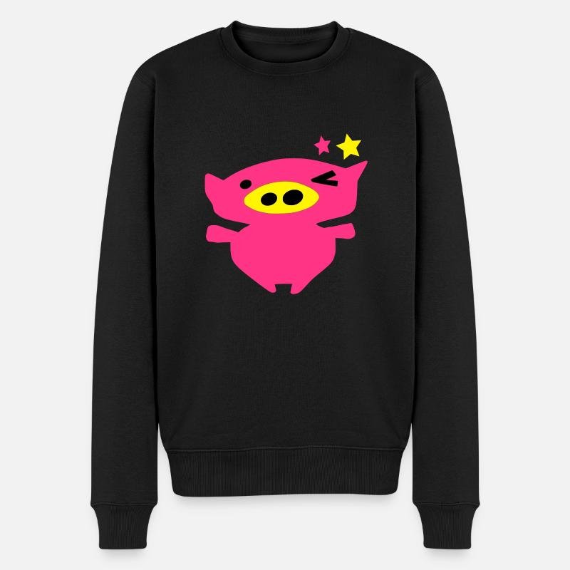 cute_pink_piggy_face_vec10_c3 - Pull Premium bio Homme - noir