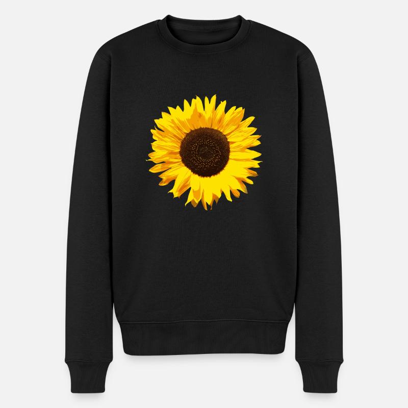 Sonnenblume - Männer Premium Bio Pullover - Schwarz
