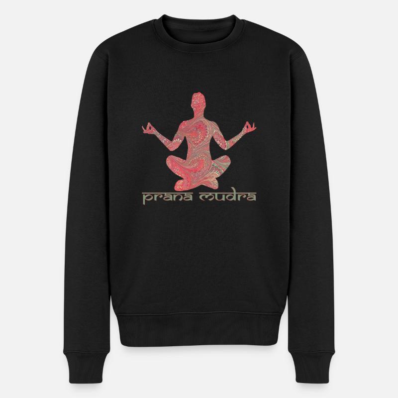 yoga 14 prana mudra e 91 - Männer Premium Bio Pullover - Schwarz