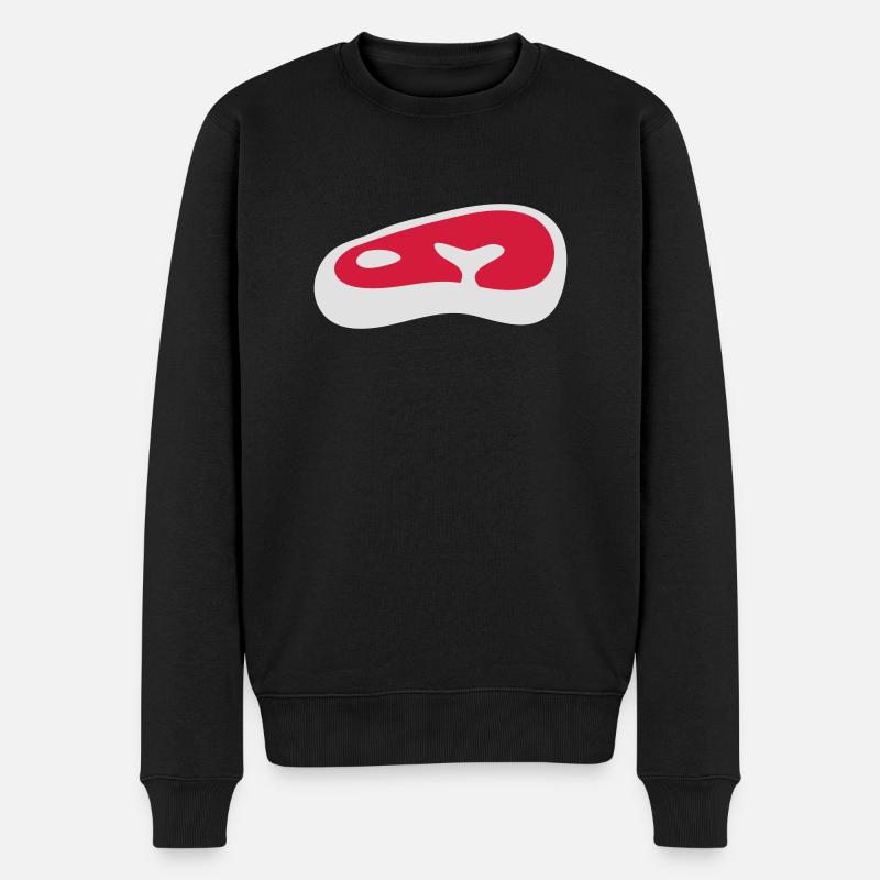Steak - Männer Premium Bio Pullover - Schwarz