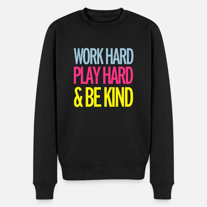 Work Hard - Pull Premium bio Homme - noir