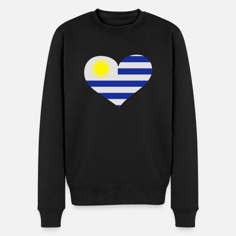 Uruguay Herz; Heart Uruguay - Männer Premium Bio Pullover - Schwarz