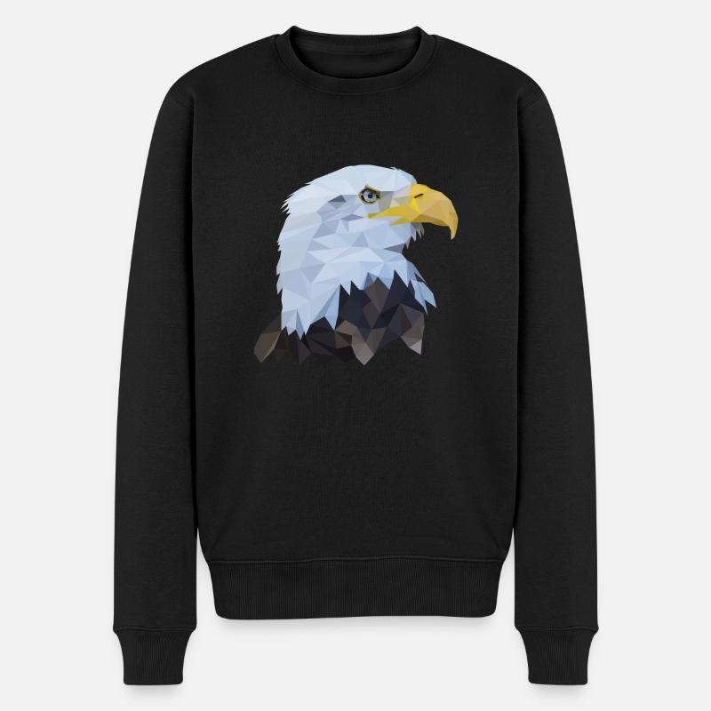 Adlerkopf Polygon Vogel - Männer Premium Bio Pullover - Schwarz